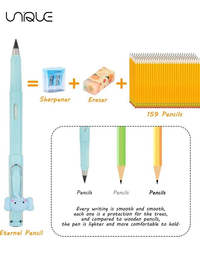 Inkless Eternal Pencils, 6 Pcs Reusable Inkless Pencil No Sharpen Pencil, Cute Pencil Cups Infinite Pencil, for Writing, Sketch, Drawing, For School Office Supplies