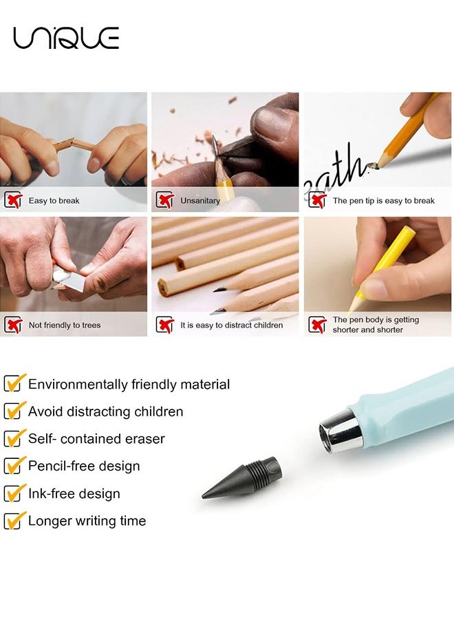 Inkless Eternal Pencils, 6 Pcs Reusable Inkless Pencil No Sharpen Pencil, Cute Pencil Cups Infinite Pencil, for Writing, Sketch, Drawing, For School Office Supplies