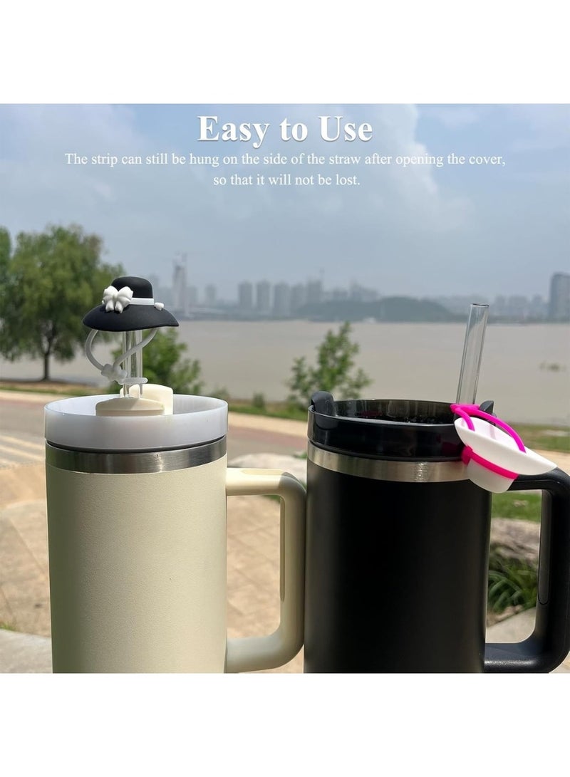 4-Pack Hat-Shaped Silicone Straw Toppers – Fits 10mm / 0.4in Straws for Stanley, Yeti, Meoky, BrüMate – Cute, Dust-Blocking, Reusable & Travel-Friendly Accessories - Image 3