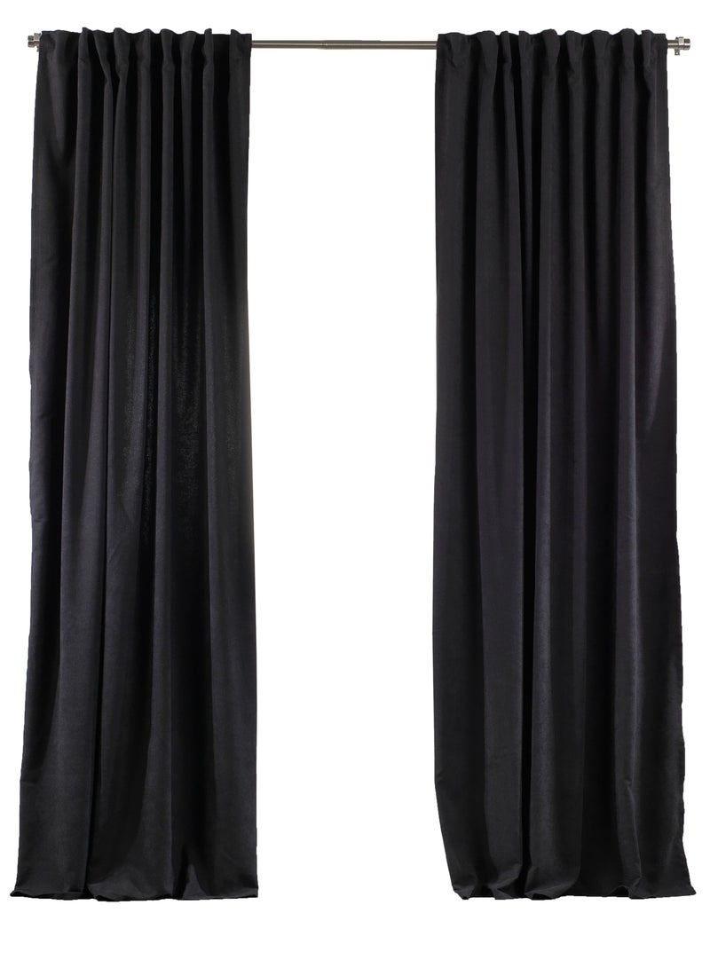 Zeenah Furniture Solid Black Color Home Decorative Curtains Velvet Look 2 Panels Hanging Back Tap & Rod Pocket Living Room Nursery Room Kitchen Office Windows Home Decoration - Image 5