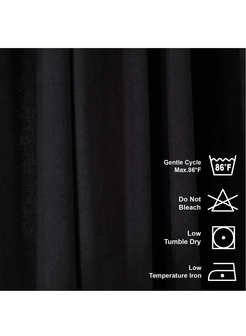 Zeenah Furniture Solid Black Color Home Decorative Curtains Velvet Look 2 Panels Hanging Back Tap & Rod Pocket Living Room Nursery Room Kitchen Office Windows Home Decoration - Image 4