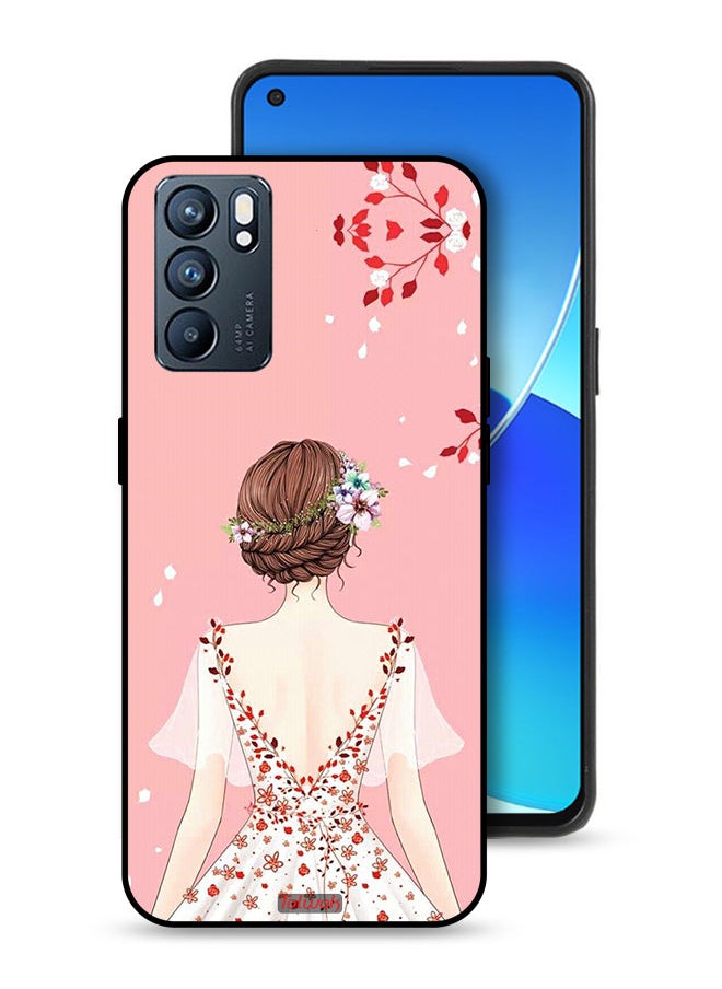 Tolwak Oppo Reno6 5G Protective Case Cover Standing Girl Art  - Image 1