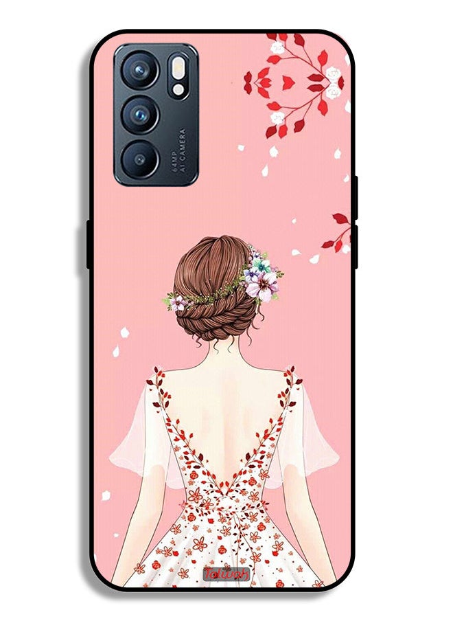 Tolwak Oppo Reno6 5G Protective Case Cover Standing Girl Art  - Image 2