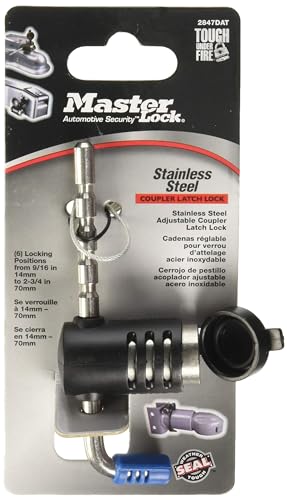 Master Lock Trailer Lock, Stainless Steel Adjustable Coupler Latch Lock, 2847DAT - Image 2