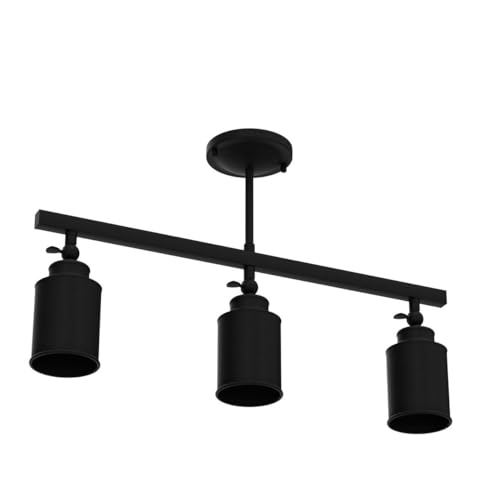 LALUZ Industrial Complete Track Lighting Kits with Straight Bar Metal Shade, Matte Black, 3 Adjustable Heads, 22.5 inches - Image 4