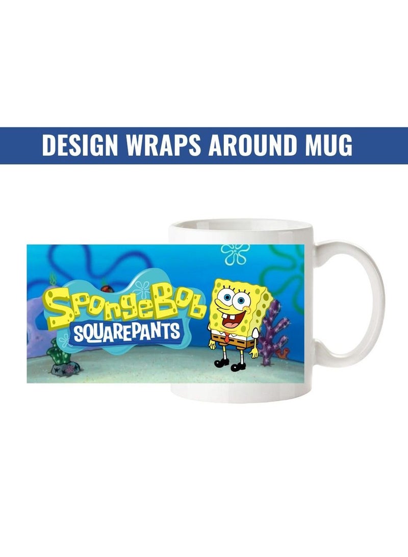 إم إي سي سبونجبوب سكوير بانتس كوب قهوة مطبوع للأطفال مقبض أبيض اللون 11 أونصة - Image 3