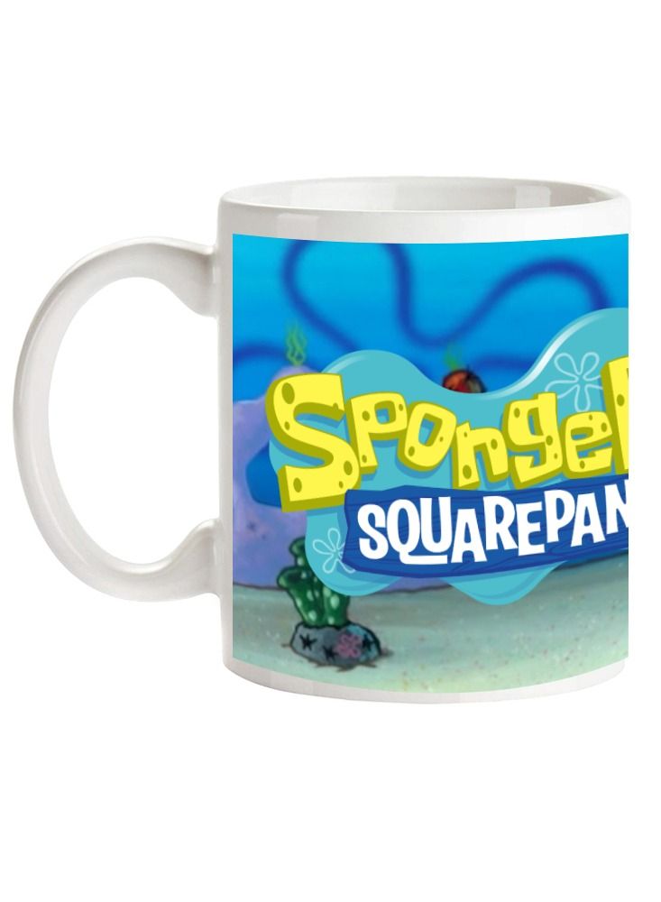 إم إي سي سبونجبوب سكوير بانتس كوب قهوة مطبوع للأطفال مقبض أبيض اللون 11 أونصة - Image 2