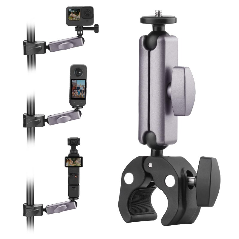 BRDRC Pocket 3 Camera Bike Mount Clamp Motorcycle Handle Holder Aluminum for Insta360 X5 X4 X3 Ace Pro Go 3S, for DJI Osmo Pocket 3 2 Mobile 7P Action 5 Pro 4 3, for GoPro Max Hero Mini Accessories - Image 1