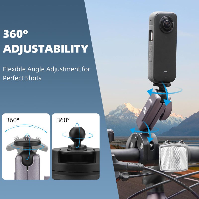 BRDRC Pocket 3 Camera Bike Mount Clamp Motorcycle Handle Holder Aluminum for Insta360 X5 X4 X3 Ace Pro Go 3S, for DJI Osmo Pocket 3 2 Mobile 7P Action 5 Pro 4 3, for GoPro Max Hero Mini Accessories - Image 5