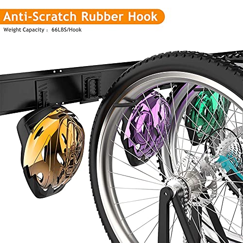 TORACK Bike Storage Rack, 6 Bike Racks & 5 Hooks for Garage, Wall Mount Vertical Bicycles Hanger for Home Space Saving, up to 600lbs, 64-inch - Image 4