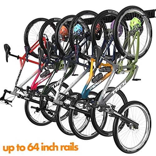 TORACK Bike Storage Rack, 6 Bike Racks & 5 Hooks for Garage, Wall Mount Vertical Bicycles Hanger for Home Space Saving, up to 600lbs, 64-inch - Image 2