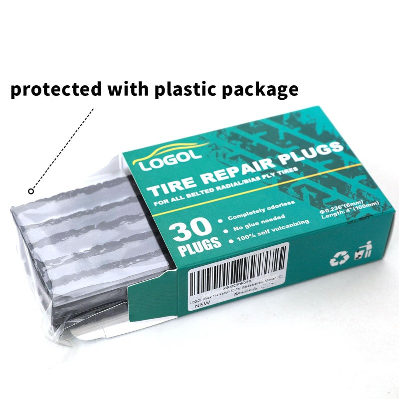 LOGOL Tire Plugs Heavy Duty (4", 30pcs).Tire Sealing Strip for Puncture Repair are Suitable for Tubeless Tires Car, Light Truck, Motorcycle, ATV, UTV. etc.â€¦ - Image 3