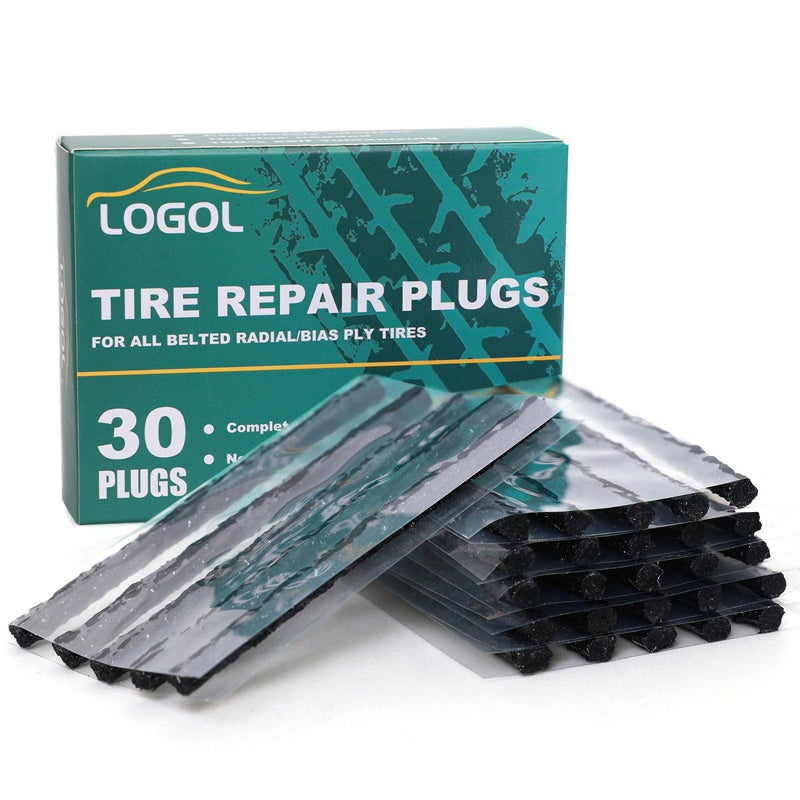 LOGOL Tire Plugs Heavy Duty (4", 30pcs).Tire Sealing Strip for Puncture Repair are Suitable for Tubeless Tires Car, Light Truck, Motorcycle, ATV, UTV. etc.â€¦ - Image 1