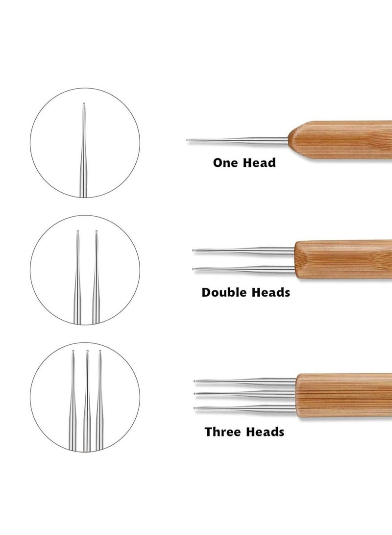 Dreadlock Crochet Hook Tool Set for Hair Weaving Includes 3 Different Size Hooks and Locking Tool Suitable for Braid Craft - Image 3