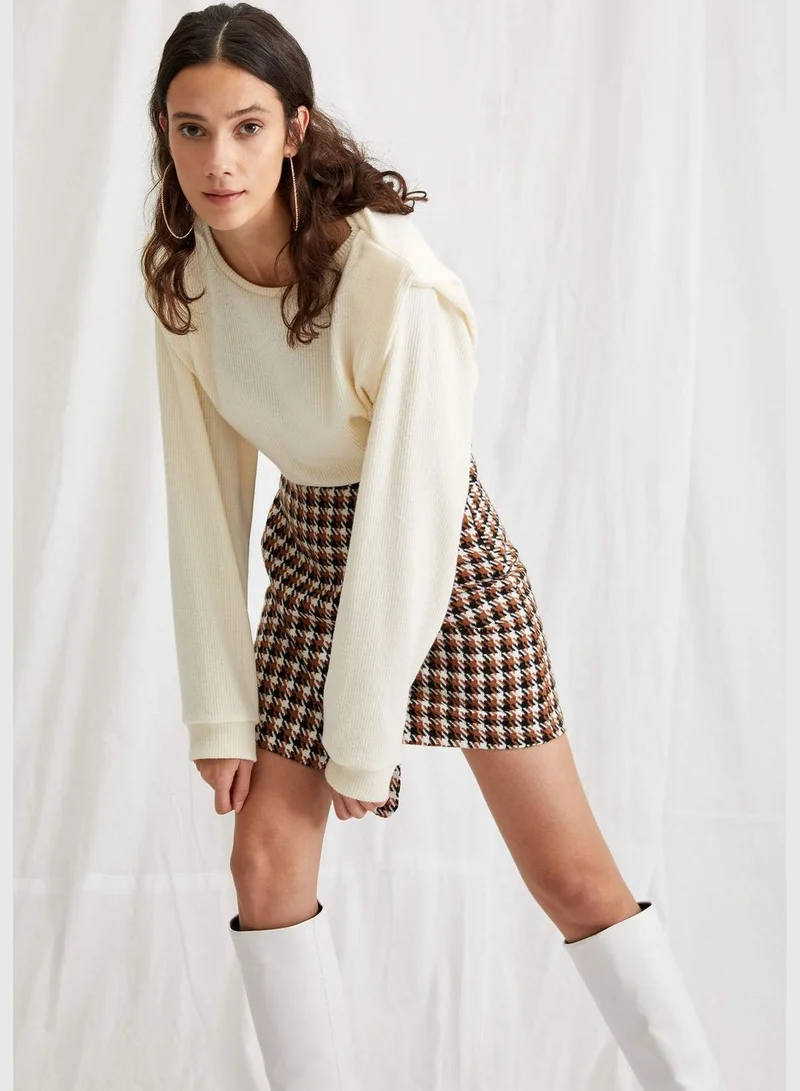 ديفاكتو Woman Knitted Regular Fit Crew Neck Long Sleeve T-Shirt