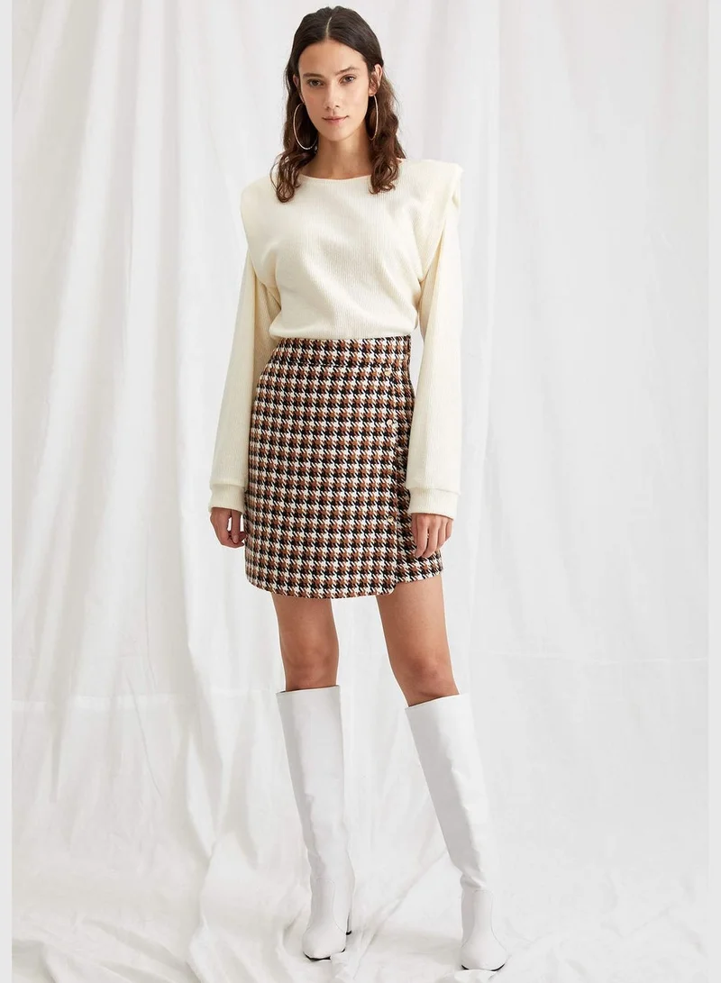 ديفاكتو Woman Knitted Regular Fit Crew Neck Long Sleeve T-Shirt