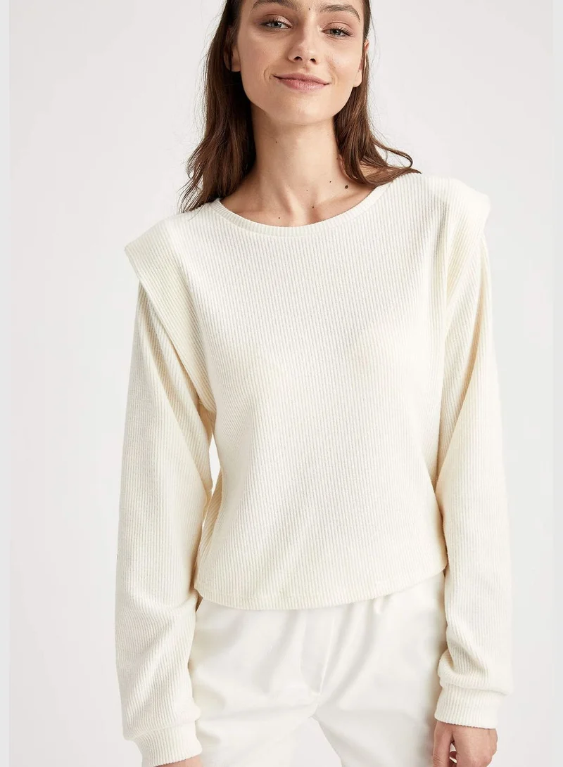 ديفاكتو Woman Knitted Regular Fit Crew Neck Long Sleeve T-Shirt