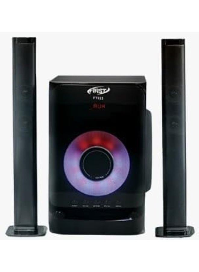 First F222 2.1 Channel Multimedia Speaker, 80W Output, Bluetooth, SD Port, AUX, LED Lighting, Remote Control - Image 1