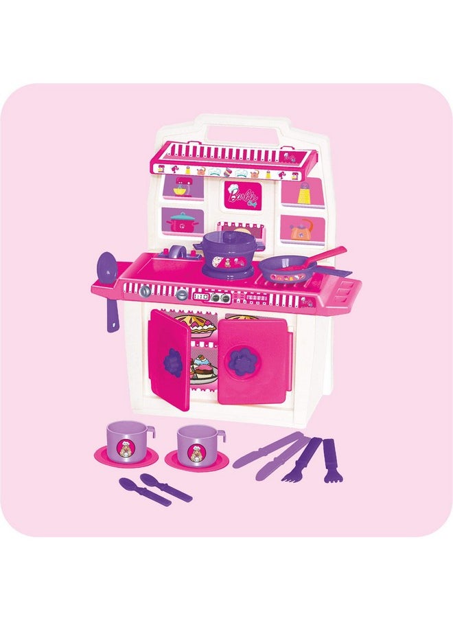 Toy Zone TOY ZONE Plastic Kitchen Set -| Multicolor | Kitchen Set/Play Set For Girls | Role Play Set | Cooking Toy | Pretend Play Kitchen Accessories Set | Household S (Barbie-My Little Kitchen-45052)  - Image 1