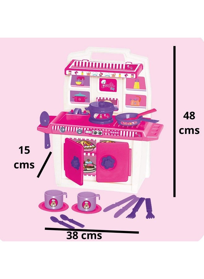Toy Zone TOY ZONE Plastic Kitchen Set -| Multicolor | Kitchen Set/Play Set For Girls | Role Play Set | Cooking Toy | Pretend Play Kitchen Accessories Set | Household S (Barbie-My Little Kitchen-45052)  - Image 3