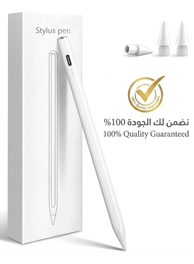 باروكس قلم ايباد، ستايلس ذكي بنسل، ( 2018 وما فوق حتي إلي- 2026) متوافق مع الجيل 11 الحادي عشر، ايباد a16، العاشر، التاسع، الثامن ، السابع ، السادس، ايباد برو، ميني، ايباد اير -بميزة يدعم راحة اليد  سلس في الكتابة، و شحن سريع usb-c - يشمل 2 روؤس إضافية،  هذا القلم متوافق فقط مع أجهزة الايباد وغير متوافق مع تابلت أندرويد مثلا :لايدعم هونر وهواوي. - Image 1