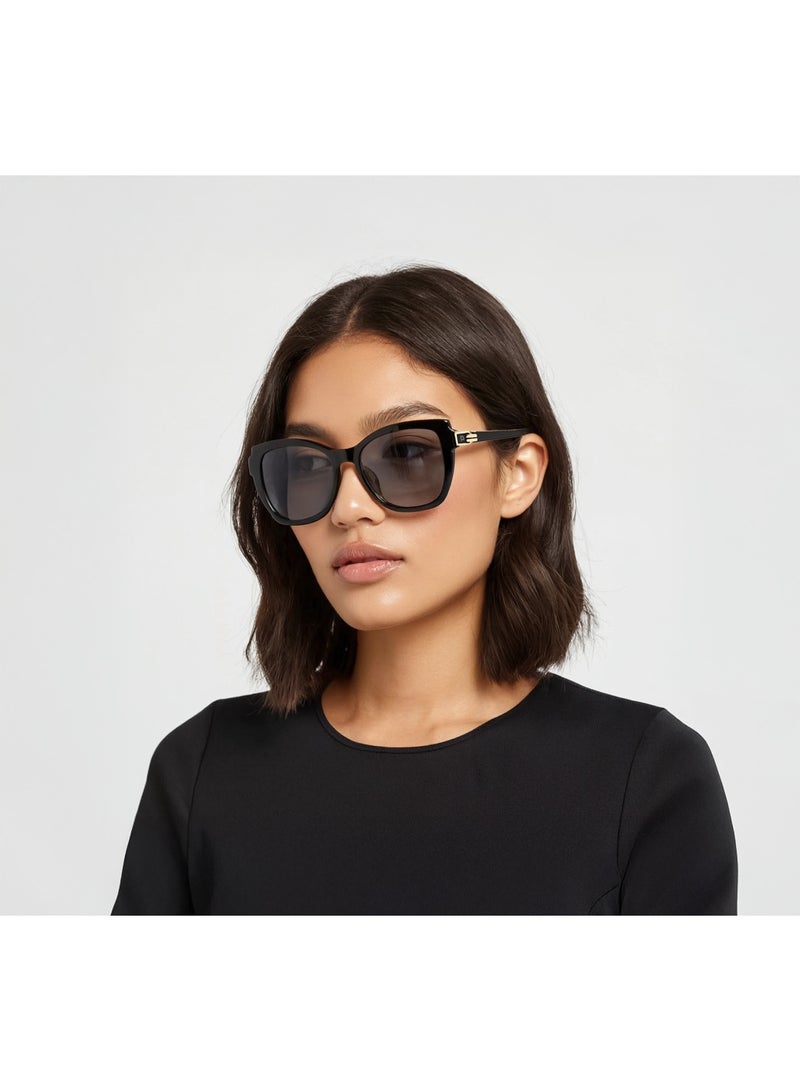 porodo Trendy FERRERA Square Frame Sunglasses with Polarized Lenses / UV400 Protection / Flexible Stainless Steel / Scratch-Resistant Lenses / Oversized Cat-Eye Frame / Tinted Polarized Lenses - Black - Image 2