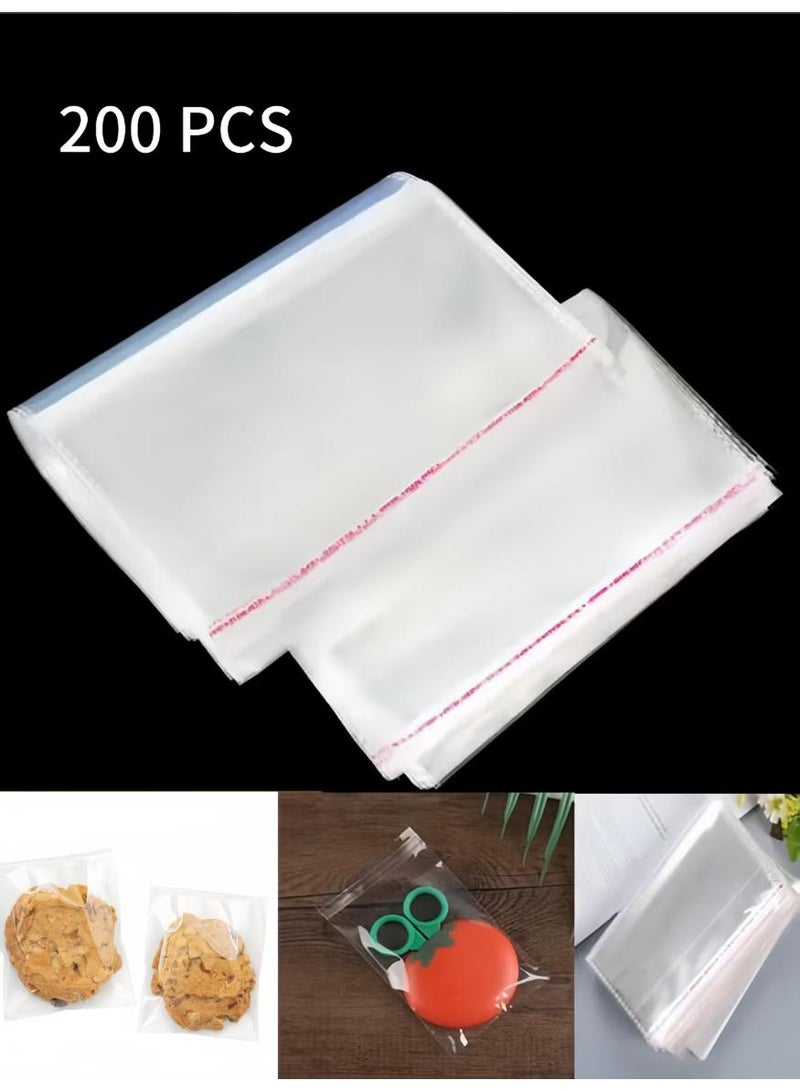 PAPERSAY Transparent self-sealing cellophane bag, 4x6 inches, 200 biscuit packaging bags, resealable cellophane bags for packaging biscuits, gifts, favours, candies, stationery, all kinds of daily necessities, etc.  - Image 1