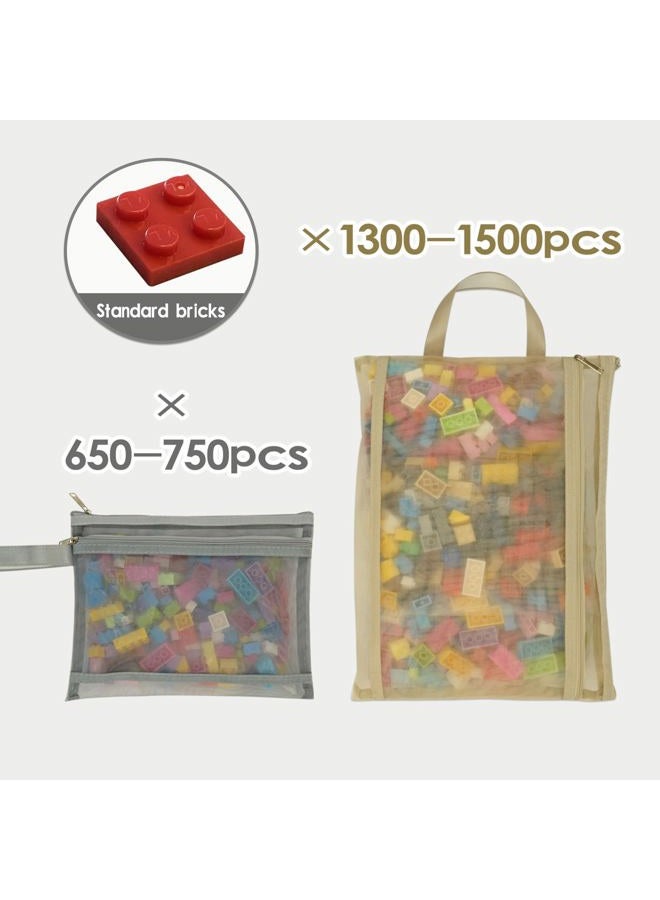 TrueLux 10 Pack Zipper Mesh Building Block Sets,Double-Layer Nylon Toy Storage & Organization,Clearly Visible A4 Zipper Pouch with Handle for School Office Games - Image 3