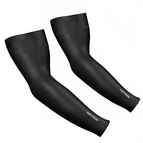XTRIM Unisex Arm Compression Sleeves for Outdoor & Indoor, Dust and Sun Protection Sleeves for Men & Women, Arm Sleeves for Bike Riding, Cricket, Running & Basketball (Large, Black) - Image 1