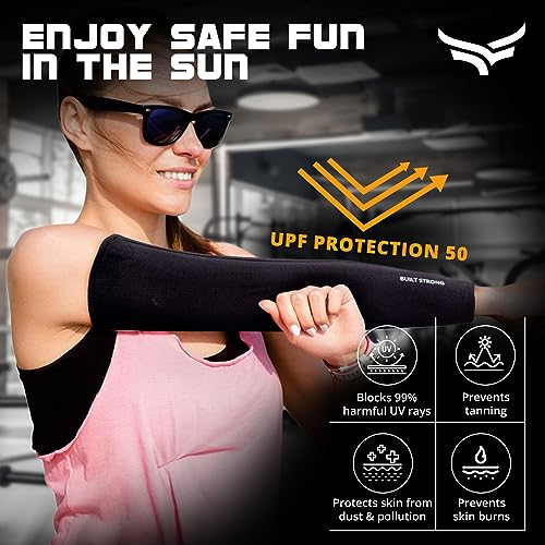 XTRIM Unisex Arm Compression Sleeves for Outdoor & Indoor, Dust and Sun Protection Sleeves for Men & Women, Arm Sleeves for Bike Riding, Cricket, Running & Basketball (Large, Black) - Image 3