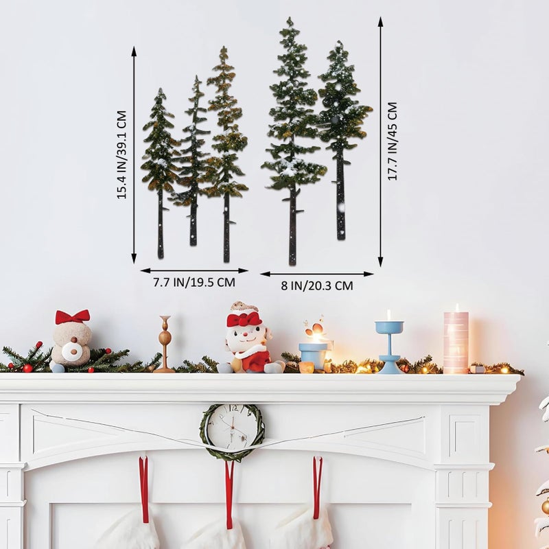 ESTART Metal Pine Tree Wall Art, Metal Tree Wall Decor, Nature Rustic Farmhouse Cabin Decor, Forest Wall Art for Home Living Room Bedroom Office Indoor and Outdoor Decoration (White green) - Image 5