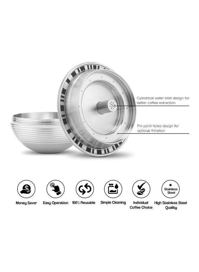 NIBEMINENT Reusable Coffee Capsule Cup Filter Set Silver 11.4x6.4x6.4cm - Image 3