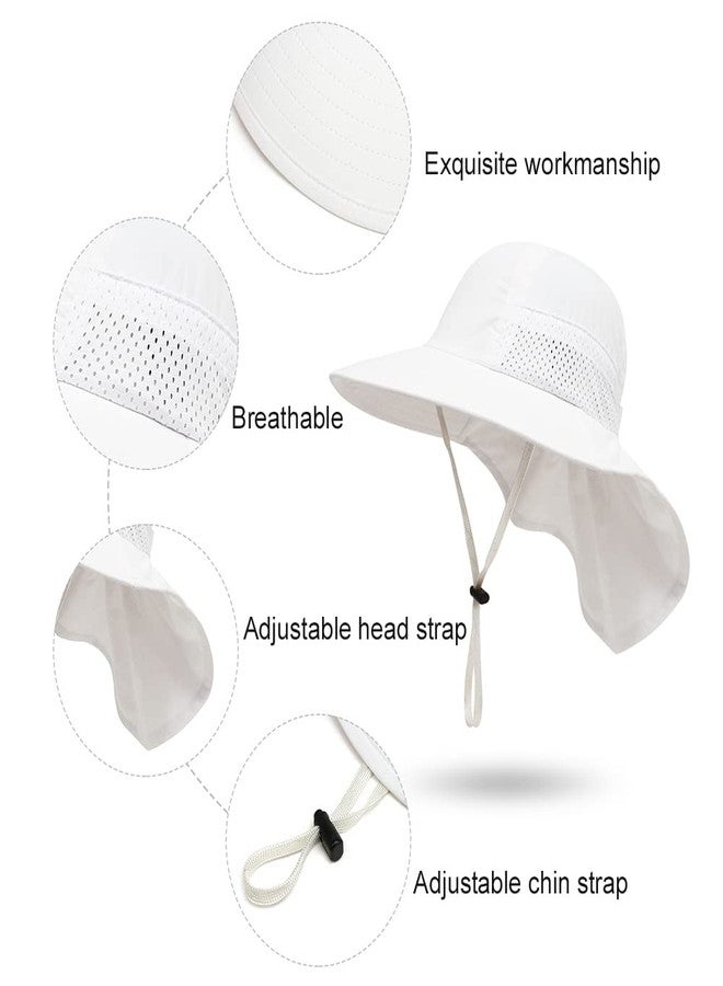FASHIXD Toddler Sun Hat Kids Beach Hat with Neck Flap UV Sun Protection Bucket Hat UPF 50+ Wide Brim Safari Fishing Hat for Kids, Toddler (6 Months-2 Years, White) - Image 5