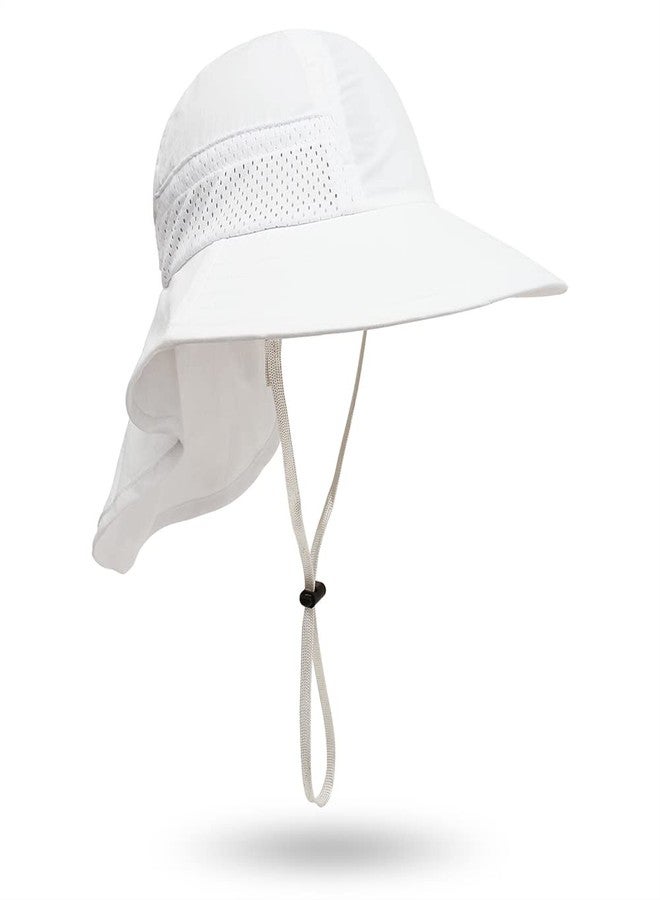 FASHIXD Toddler Sun Hat Kids Beach Hat with Neck Flap UV Sun Protection Bucket Hat UPF 50+ Wide Brim Safari Fishing Hat for Kids, Toddler (6 Months-2 Years, White) - Image 4