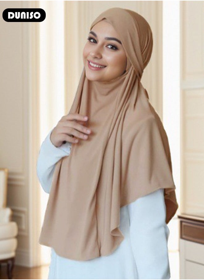 DUNISO Women Muslim Heardscarf Shawl Pullover Extra Long Prayer Hijab Muslimah one Piece Chadors Arabia Body Cover Turban Islamic Middle East Full Cover Clothing  - Image 5