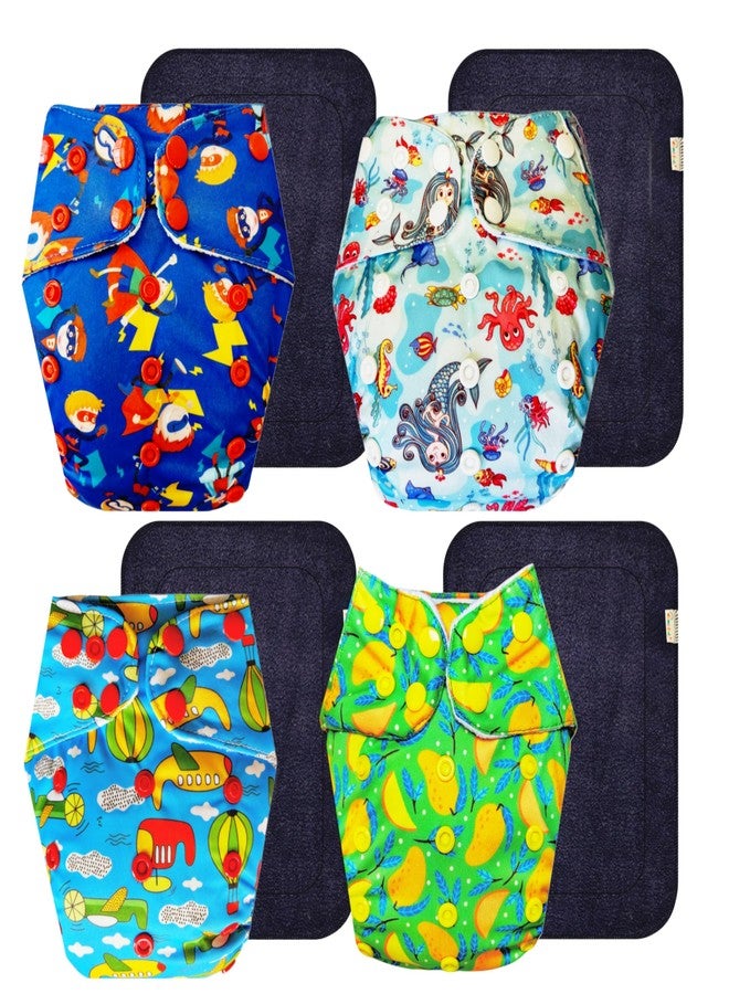 Dumbledo Premium Cloth Diaper with Black Insert (Pack of 4) | Soft & Gentle | Breathable | Quick Dry | Designed by Moms | 3 Months - 3 Years | Unisex Baby - Image 1
