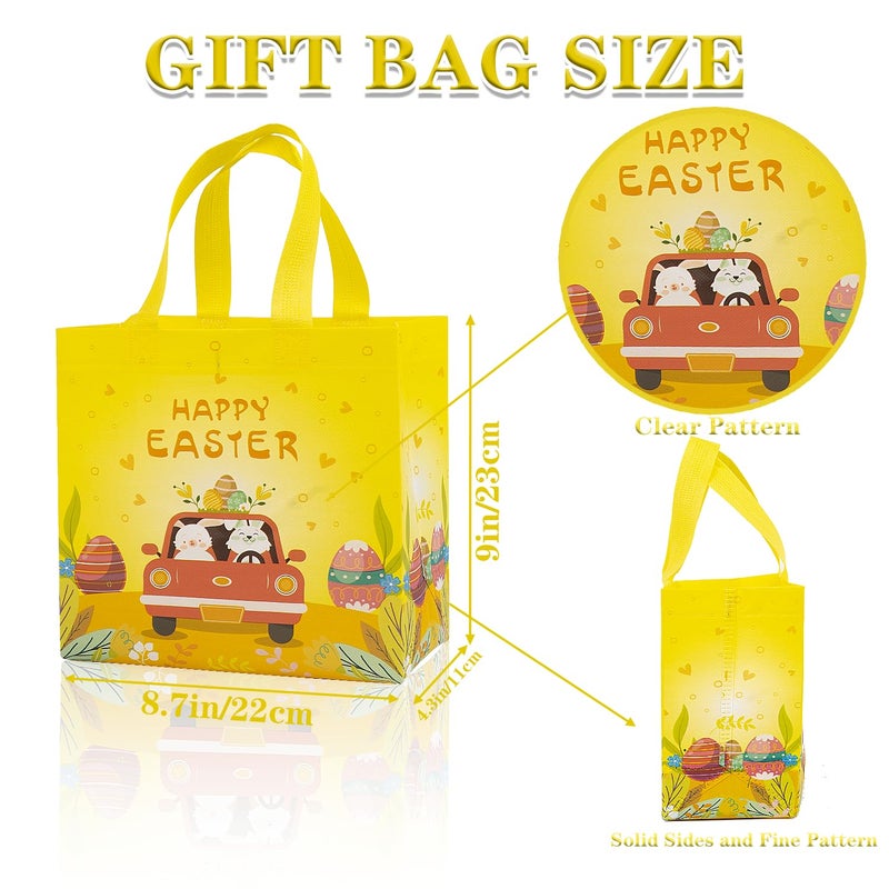 Jaywayang 4Pack Happy Easter Gift Bags, Easter Non-woven Bags with Handle for Kids, Reusable Goodie Bags, Rabbit Bunny Treat Bags, Party Supplies. - Image 2
