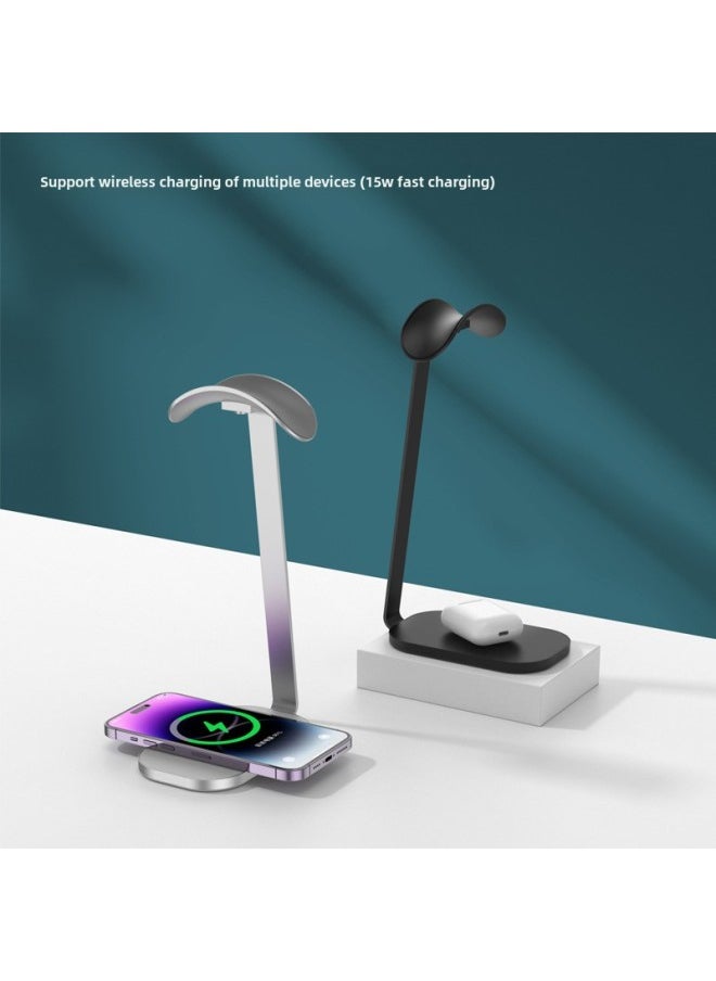Generic - Wireless Charger Headset Bracket Headset Hanger Aluminum Metal Storage Airpods Max-Color:Black-normal Version - Image 1