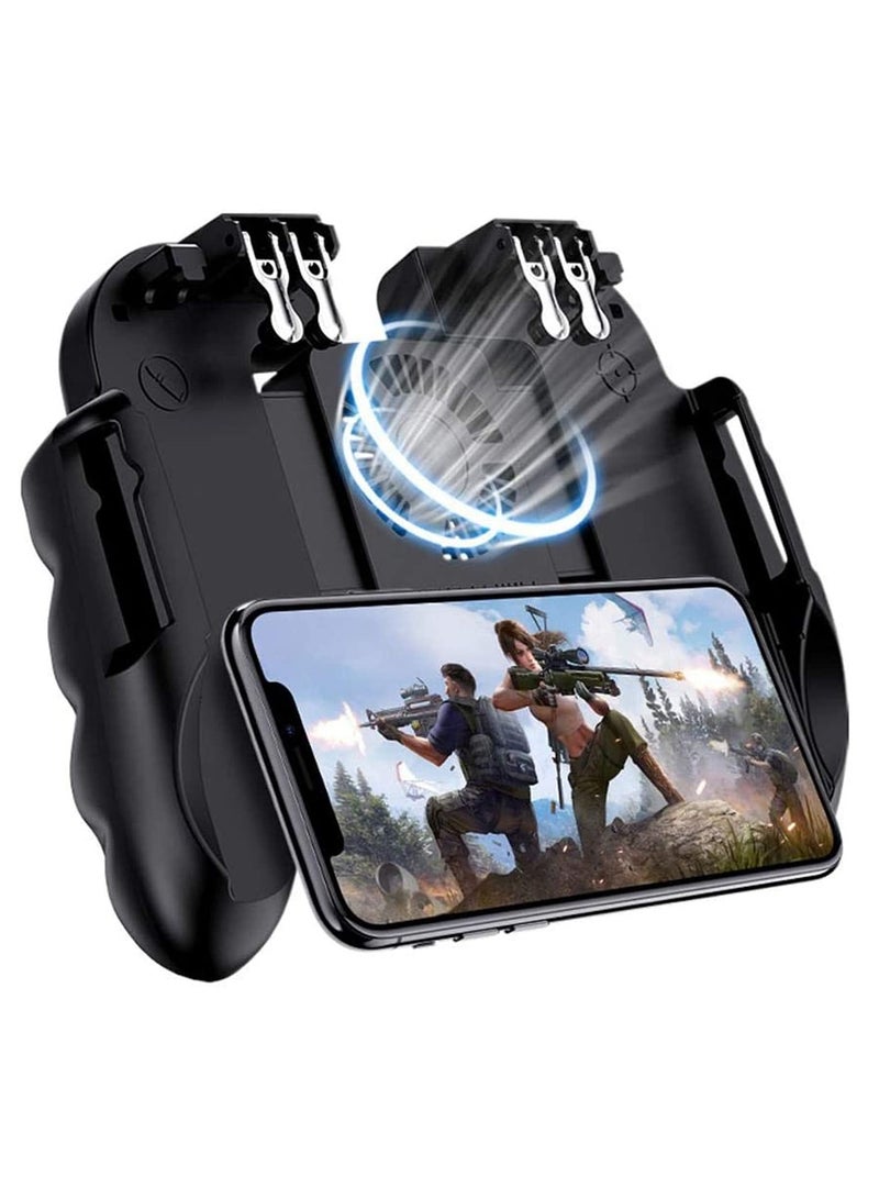 H9 Six Finger PUBG Mobile Game Controller with Cooling Fan Trigger Buttons Joystick for iOS Android Phone Gaming Free Fire Call of Duty Fortnite Compatible Gamepad - Image 1