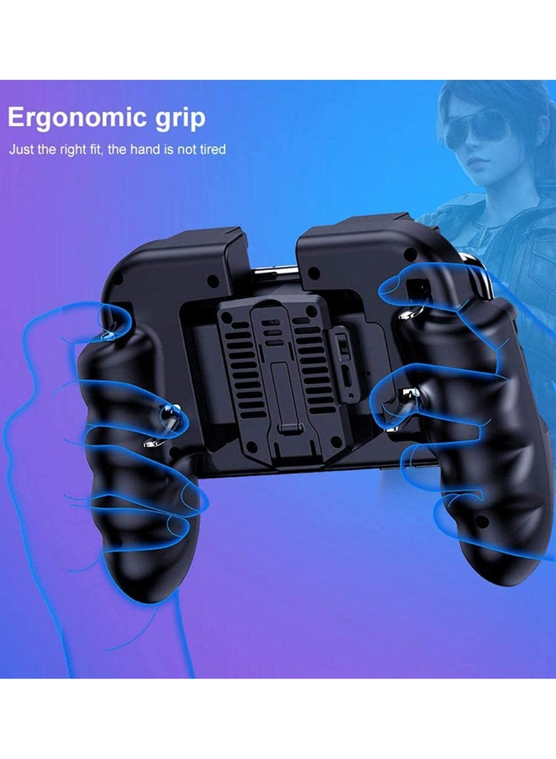 H9 Six Finger PUBG Mobile Game Controller with Cooling Fan Trigger Buttons Joystick for iOS Android Phone Gaming Free Fire Call of Duty Fortnite Compatible Gamepad - Image 2