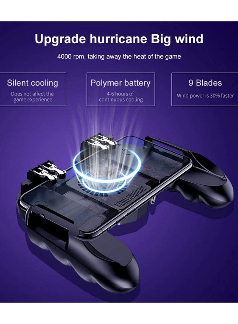 H9 Six Finger PUBG Mobile Game Controller with Cooling Fan Trigger Buttons Joystick for iOS Android Phone Gaming Free Fire Call of Duty Fortnite Compatible Gamepad - Image 3