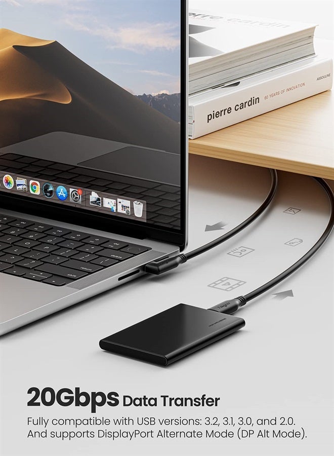 Fasgear USB C to USB-C 3.2 Gen 2x2 Cable 6ft, 20Gbps 4K@60Hz USB C Video Cable, 100W 5A PD Fast Charge Type C Cord Compatible for Mac Book Pro, iPad 2022, Sam-Sung S21, USB-C Display Monitor (Black) - Image 2