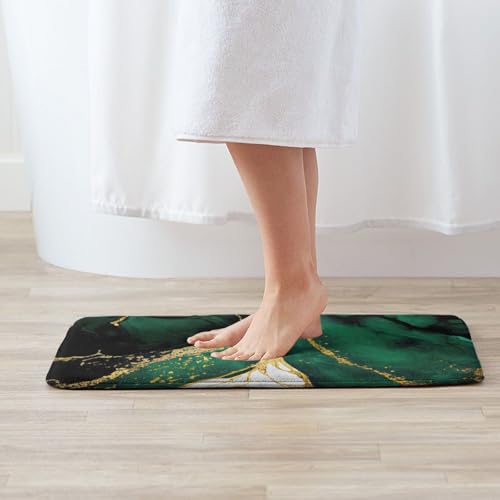 Lcokin Emerald Green and Gold Marble Bathroom Rugs Bath Mat Floor Non-Slip Floor Carpet Absorbent Door Mat Home Decor for Kitchen Bedroom Indoor Outdoor 20"x31.5"in - Image 5