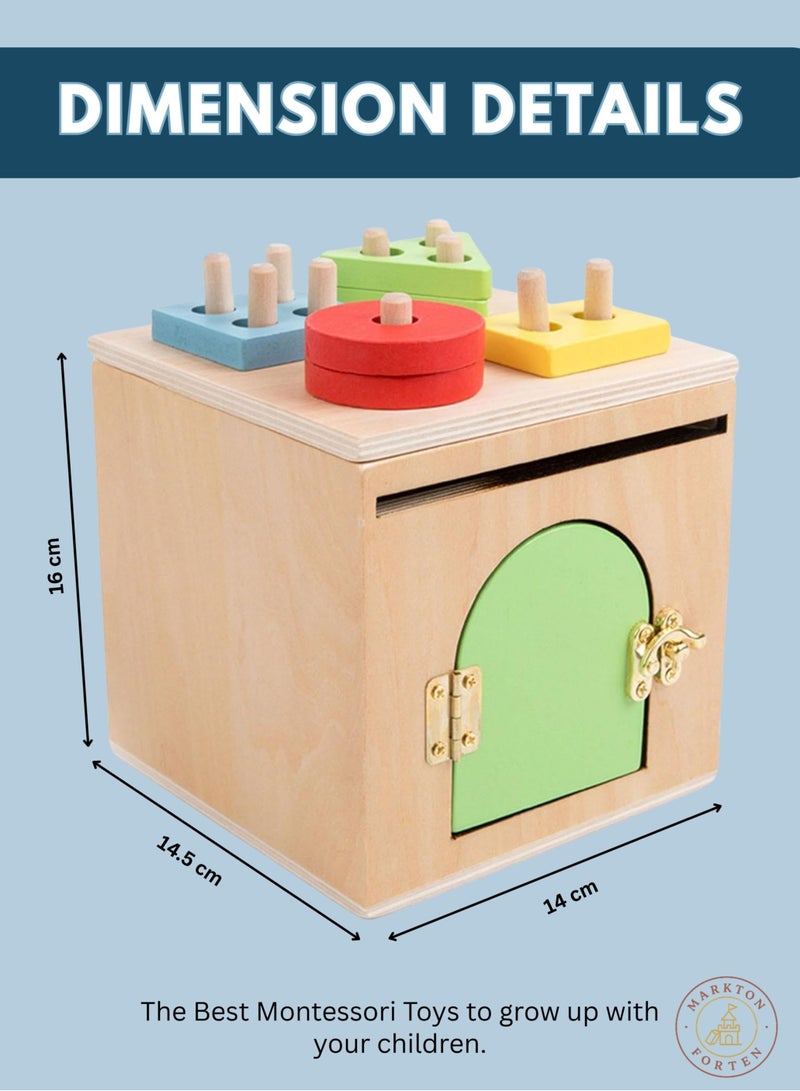 مكعب النشاط الخشبي 4 في 1 من مونتيسوري للأطفال الصغار، فرز الأشكال، إسقاط العملات، حصاد الجزر ولعبة دبابيس الألوان، صندوق التعلم للأطفال، اللعب الحسي الداخلي والخارجي، هدية تعليمية للأولاد والبنات - Image 5