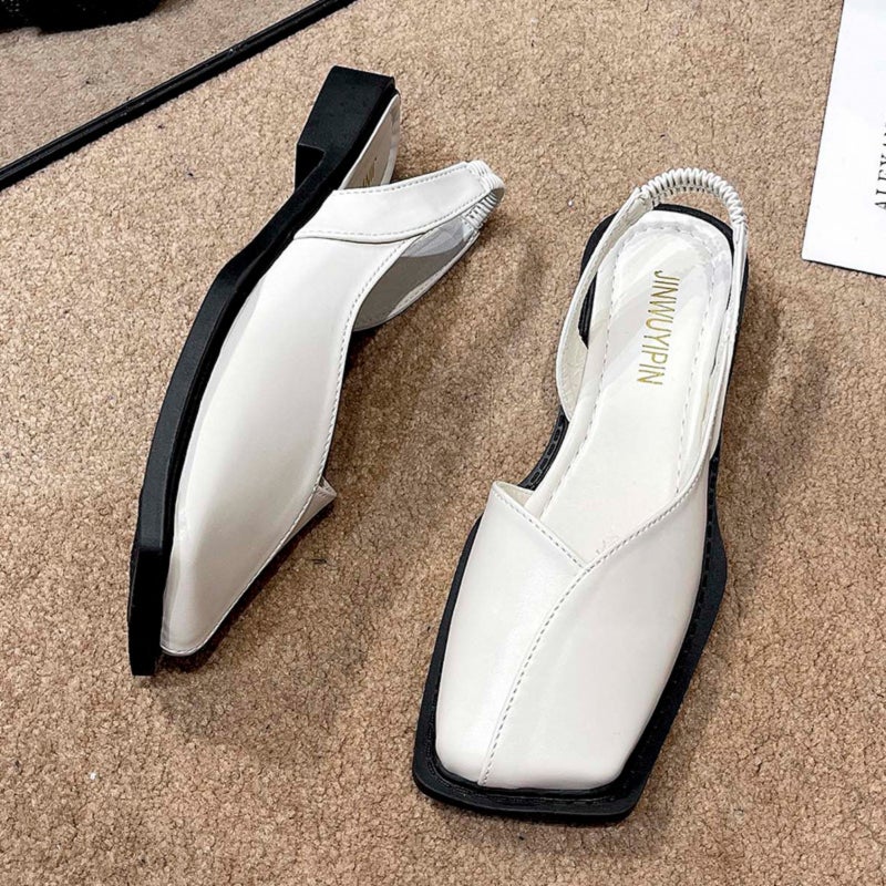 Flat fairy-style square-toe mules with open toe - Image 4