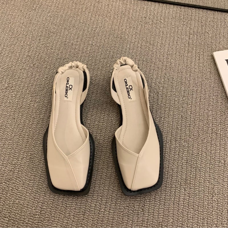 Flat fairy-style square-toe mules with open toe - Image 2