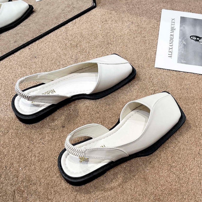 Flat fairy-style square-toe mules with open toe - Image 3