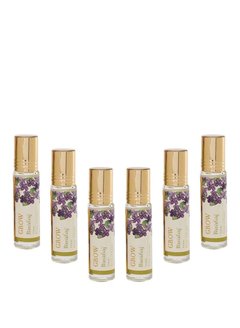 جاد عطر رول نمو بنفسج فيوليت من ماركة جاد المحلية للجنسين- مجموعة هدايا عطور رول برائحة البنفسج المنعشة والجذابة للنساء والرجال- عطور اصلية خالية من الكحول تدوم طويلا - 6 قطع - 10 مل - Image 2