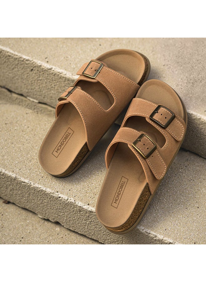 Mondobell Sandals, Half Slippers, Retro Birkenstock Style, Flat Soles, Spring And Summer Wear, Fashionable Casual Versatile Soft-soled Women's Slippers, Camel Color, Size 36 - Image 1