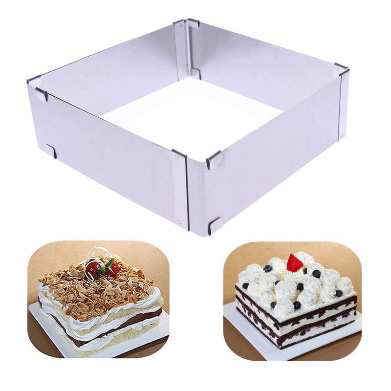TXIN Stainless Steel Cake Ring Square Cake Mousse Mold Ring Cutter Adjustable from 6 inch to 11 inch